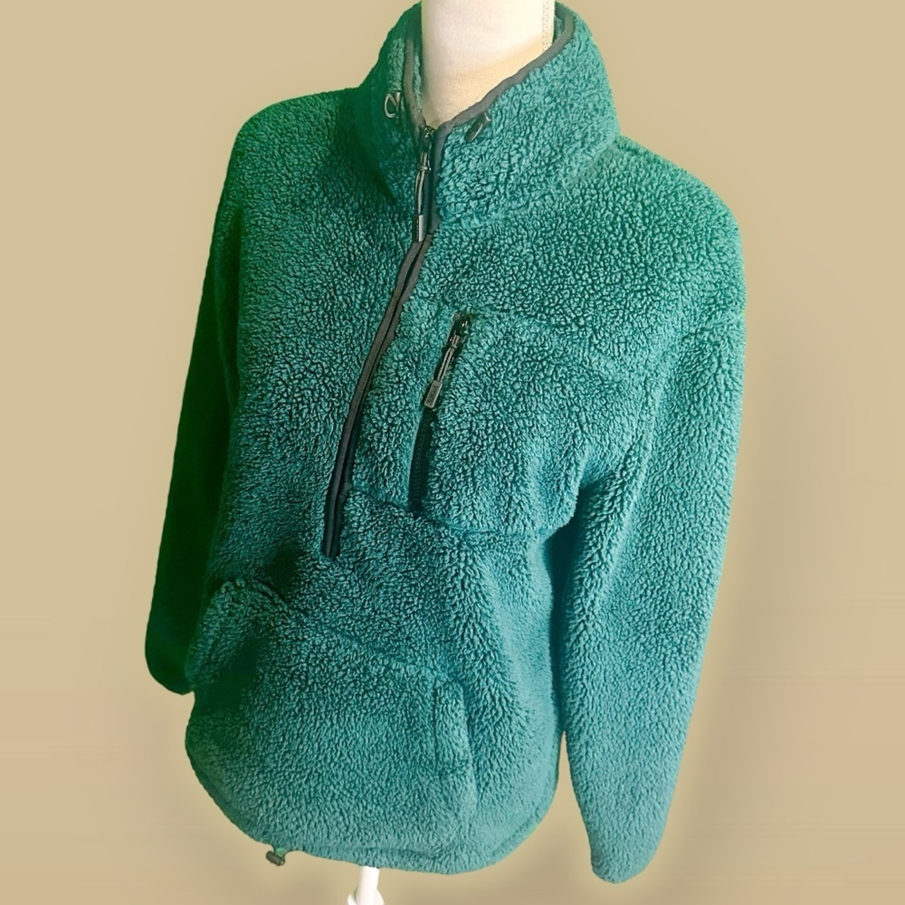 NWOT PINK Victoria’s Secret Sherpa Fleece Half Zip Pullover Jacket in Green XS - Picture 14 of 14